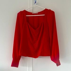 Abercrombie & Fitch Sweetheart Neckline Red Top